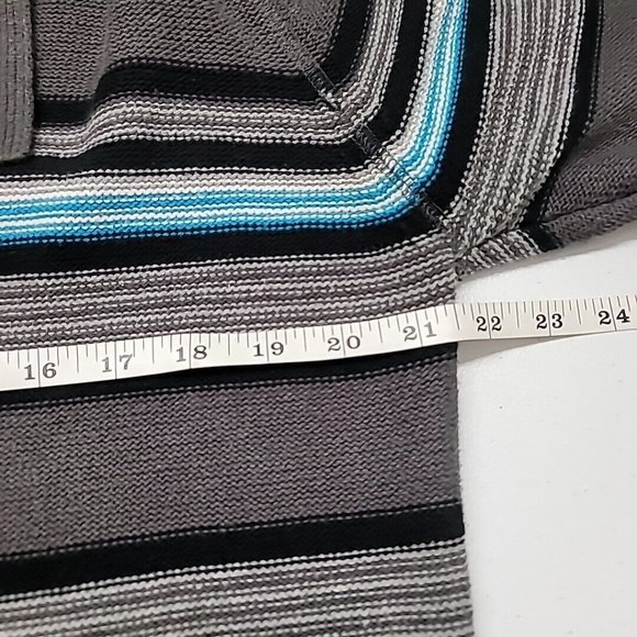 Retrofit Men's Knit Hoodie Hooded Sweater Size Large Gray Blue Striped FLAWED - Picture 11 of 13
